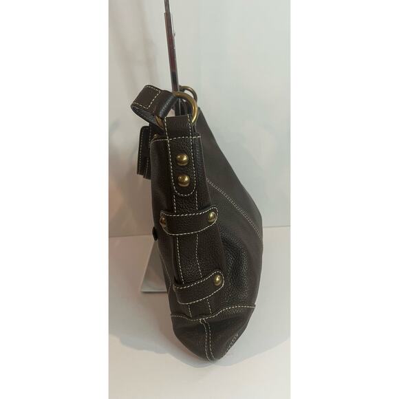 NWT J Crew Collection Brown Pebble Leather Satchel Shoulder Bag Purse - Picture 4 of 11